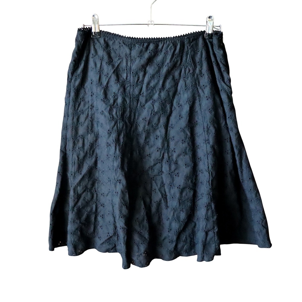 Candy Rain Black Eyelet Lace Midi Skirt Floral‎ Embroidery Size M Y2K Whimsigoth